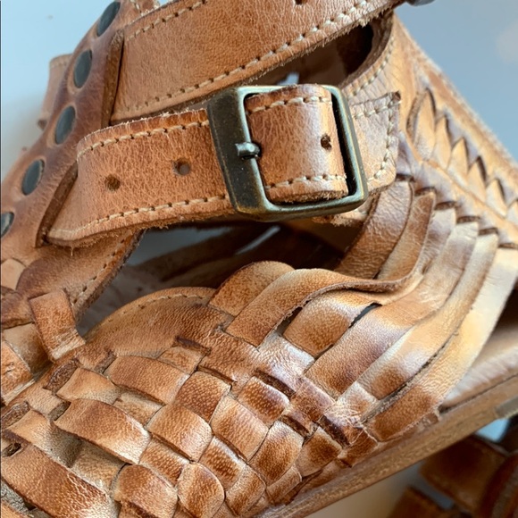 Free People Bed Stu Claire Gladiator Tan Leather Sandals Sz 7 - Picture 8 of 14